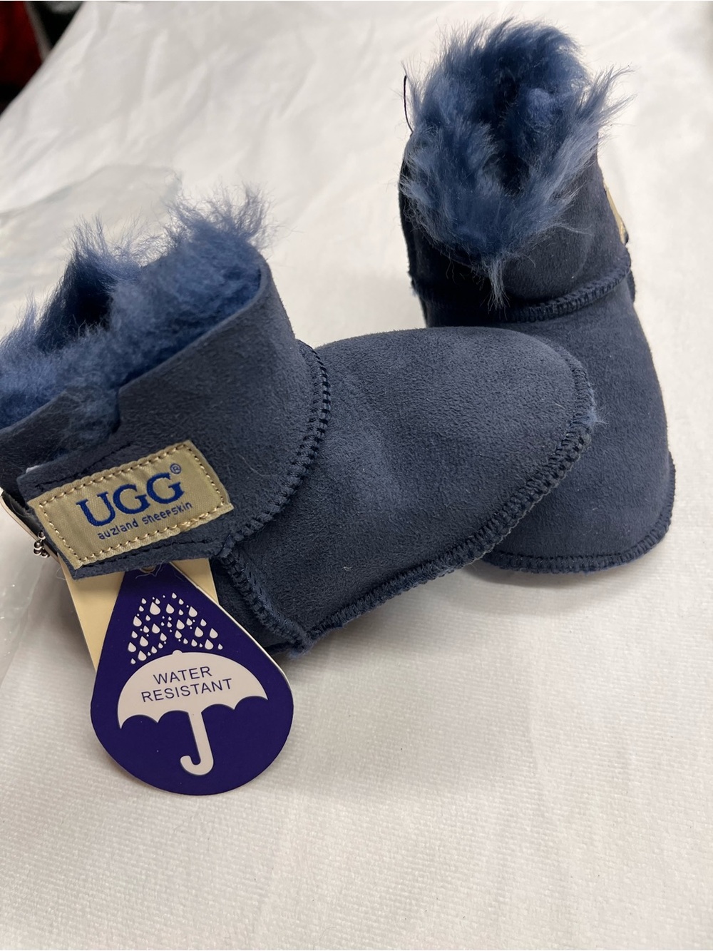 UGG Kids Navy Sheepskin Booties - 3-6months NEW